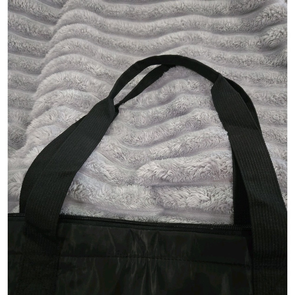 Black Nylon Diaper Tote Bag Large Multi Pocket Travel Shoulder Bag Carryall - Picture 11 of 14